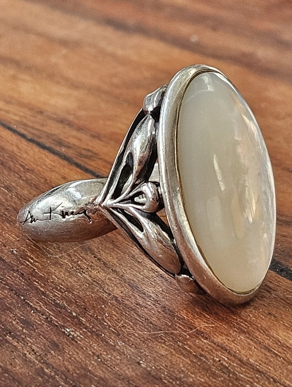 Ann King Sterling Silver MOP Oval Statement Cocktail Ring